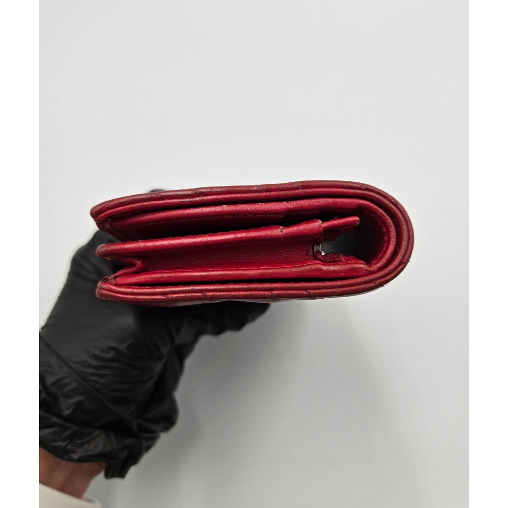 Gucci Marmont Red Leather Card Case Wallet Chevron Bifold Authentic - Picture 7 of 12
